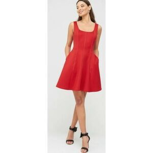 NWT Ted Baker Red Mini Skater Dress Pockets 4